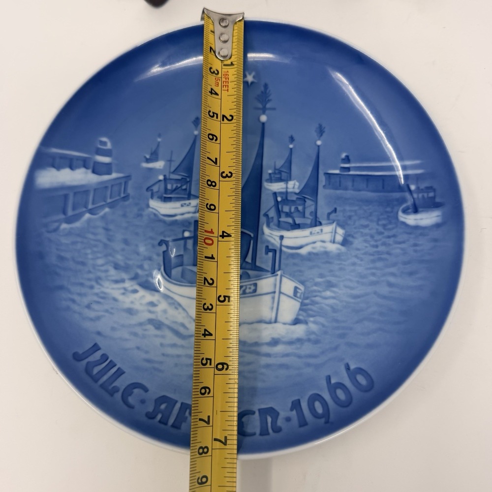 Vintage Bing Grondahl 1966 Christmas Plate Hjem Til Jul Denmark Sailboats 7.25" - Picture 9 of 9